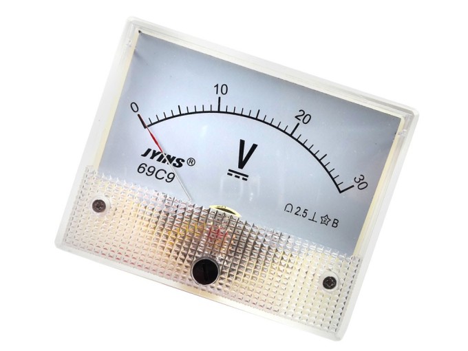 Analogové panelové měřidlo 30V DC 80 x 65 mm