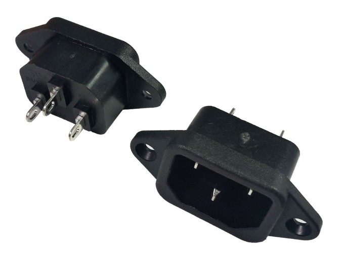 Vestavná síťová zástrčka IEC 60320 C14 s pájecími vývody