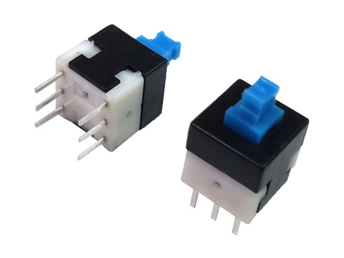 Mikrospínač s aretací DPDT 8x8mm