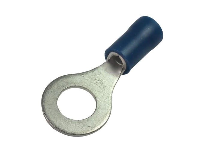 Krimpovací očko M6 na kabel - modré