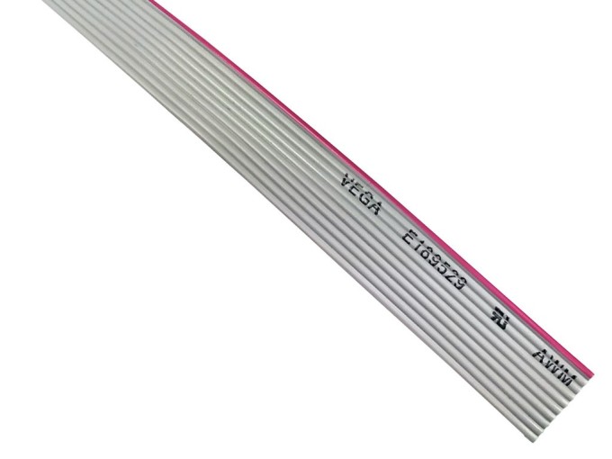 Ploché vícežilové kabely 10x28AWG, Cu, šedé, nestíněné