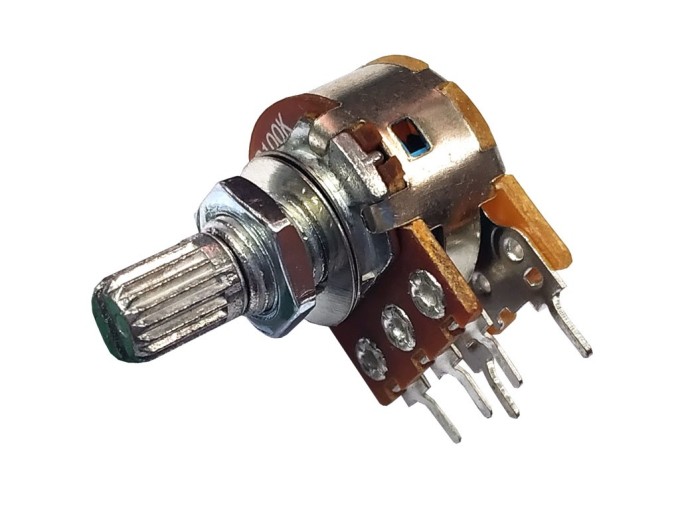 Otočný potenciometr 100kΩ B č.60 s vypínačem, hřídel 6 x 9 mm