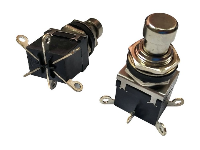 Nožní spínač PBS-24-202 s aretací, 250V / 2A, 2x přepínací kontakt