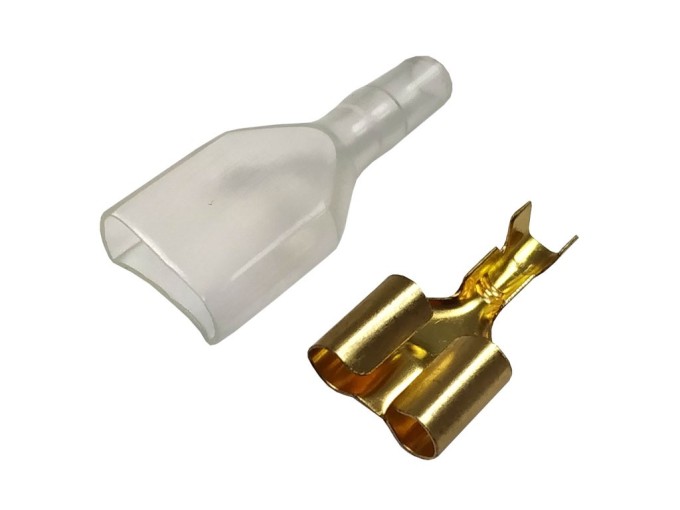 Faston kulatý konektor 4.0mm FZD - dvojitá dutinka s krytem