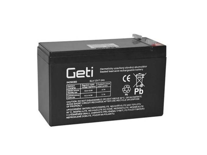 Olověný akumulátor 12V 7Ah AGM - Geti Faston 4,8mm