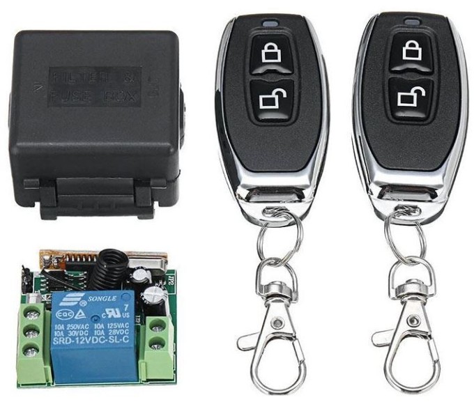 Dálkové ovládání 433MHz s přijímačem a vysílačem, napájení 12V