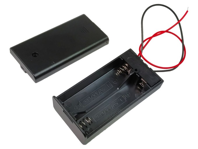 Pouzdro na baterie 2x AA s vypínačem a vývodem vodiče