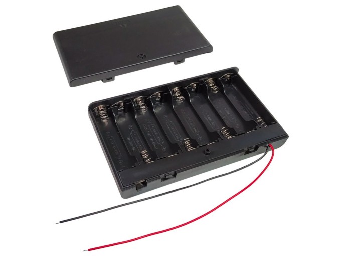 Pouzdro na baterie 8x AA s vypínačem a vývodem vodiče