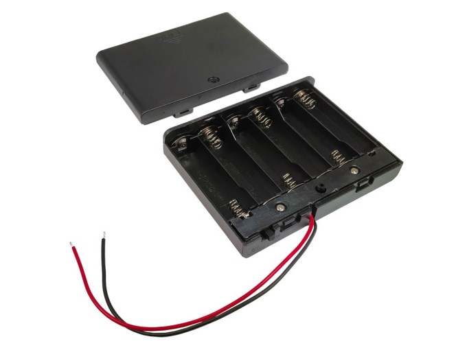 Pouzdro na baterie 6x AA s vypínačem a vývodem vodiče
