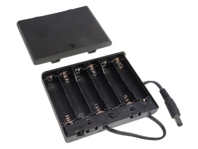 Pouzdro na baterie 6x AA s vypínačem a konektorem 5.5 x 2.1mm