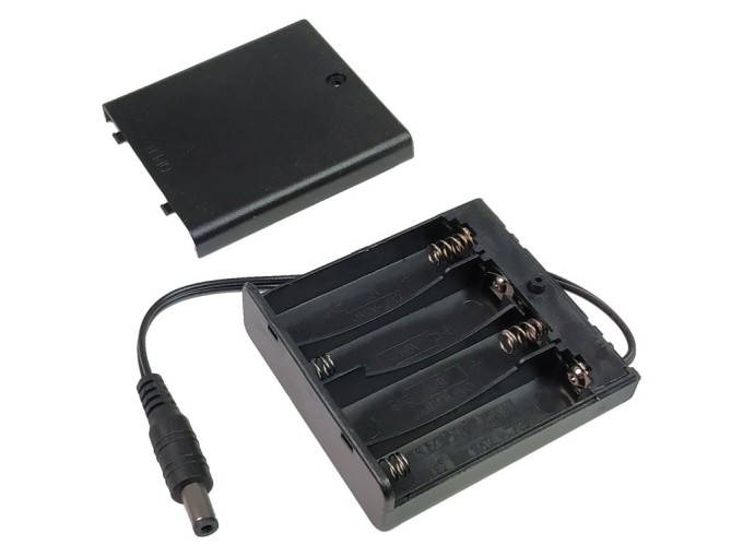 Pouzdro na baterie 4x AA s vypínačem a konektorem 5.5 x 2.1mm