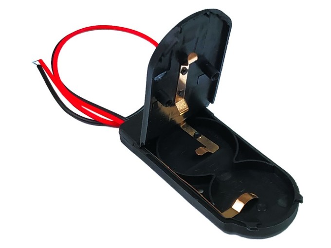 Pouzdro na baterie 2x CR2032 s vypínačem a vývodem vodiče