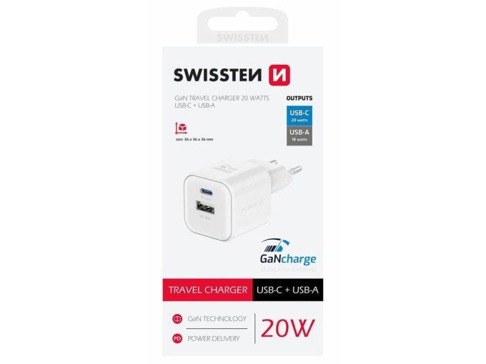 SWISSTEN 20W USB-C a USB-A Nabíječka Power Delivery