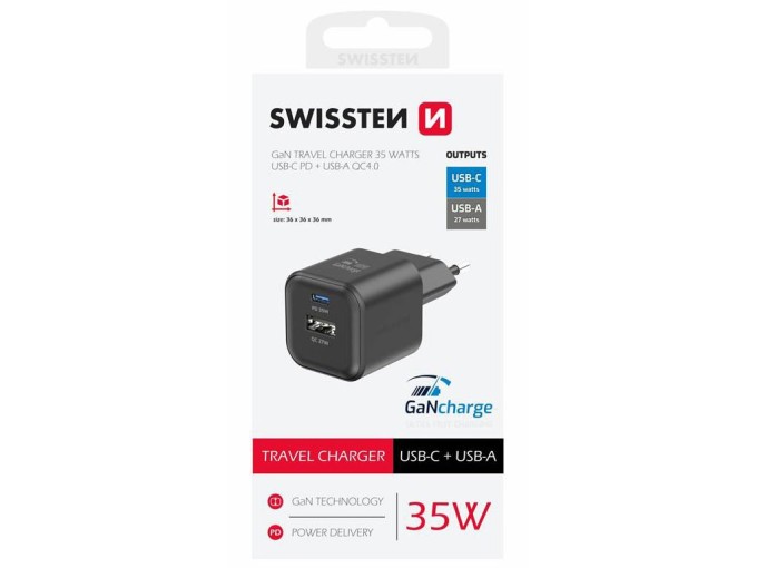 SWISSTEN 35W Power Delivery USB-C a USB-A Nabíječka