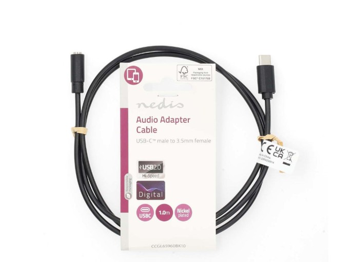 USB-C na 3.5 mm Jack redukce - 1m černý Nedis CCGL65960BK10