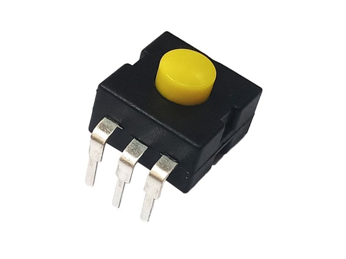 Žlutý 3-polohový tlačítkový přepínač s aretací