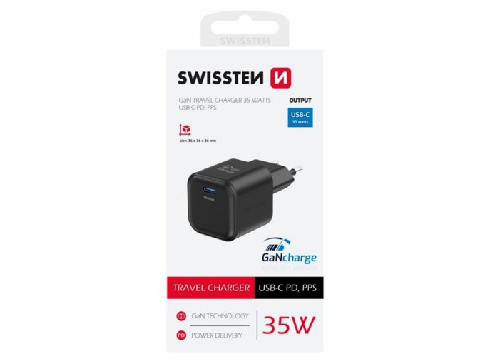 SWISSTEN Power Delivery USB-C Nabíječka 35W Černá
