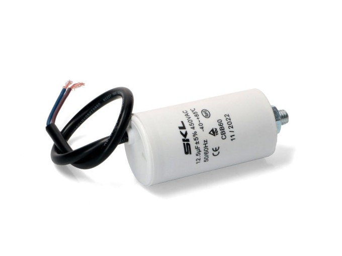 Rozběhový kondenzátor 12.5 uF 450V CBB60 SKL s kabelem 25cm