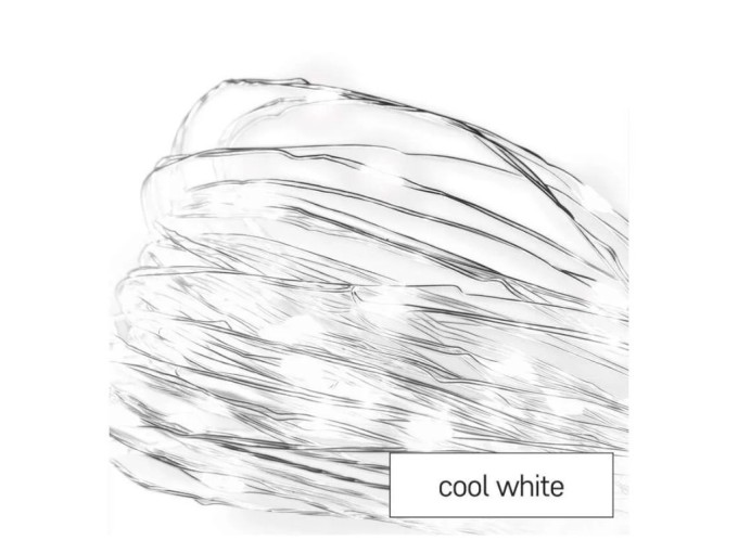 LED vánoční nano řetěz 1,9 m s časovačem, studená bílá