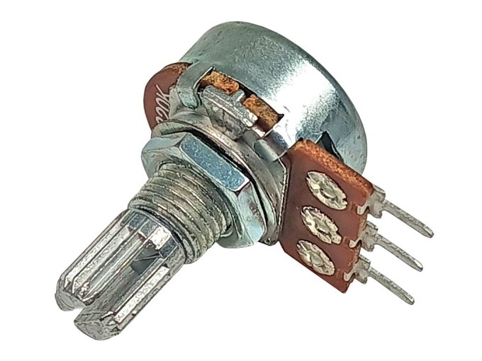 Potenciometr mono otočný 220kΩ s drážkovanou hřídelí 6 x 9mm