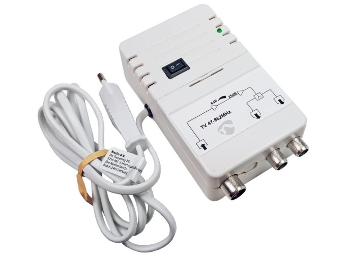 Domovní anténní zesilovač Nedis SAMP42221WT, 25dB, 2 výstupy