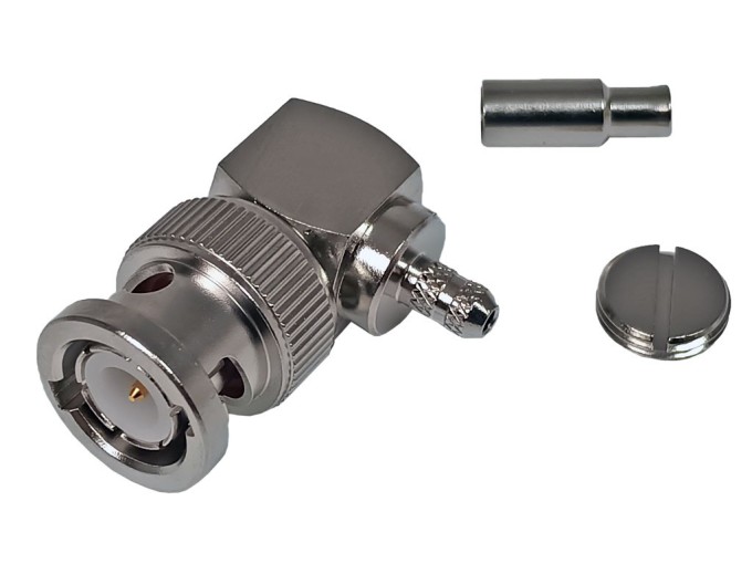 BNC Konektor úhlový 90° krimpovací pro kabel RG316 - samec