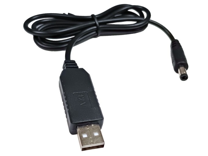 USB Kabel s STEP-UP Měničem 12V a Konektorem 5.5/2.1mm