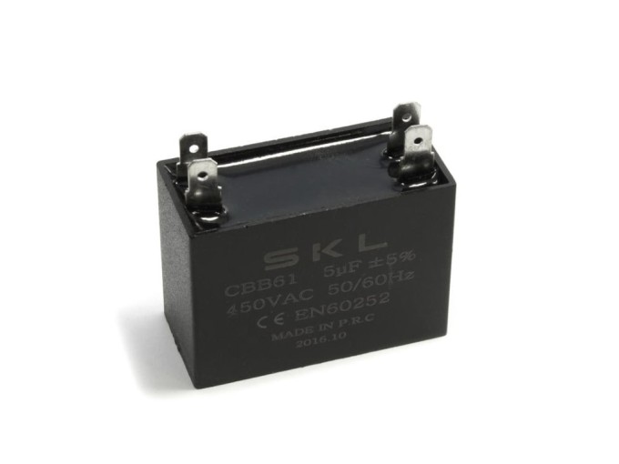 Rozběhový kondenzátor CBB61 5.0uF / 450V s vývody Faston