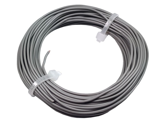 Drát měděný 0.5 mm, 0.22 mm2, PVC izolace, šedý, 10m