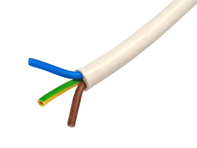 Síťový kabel H05VV-F 3 x 0,75 mm² s PVC izolací - bílý, metráž