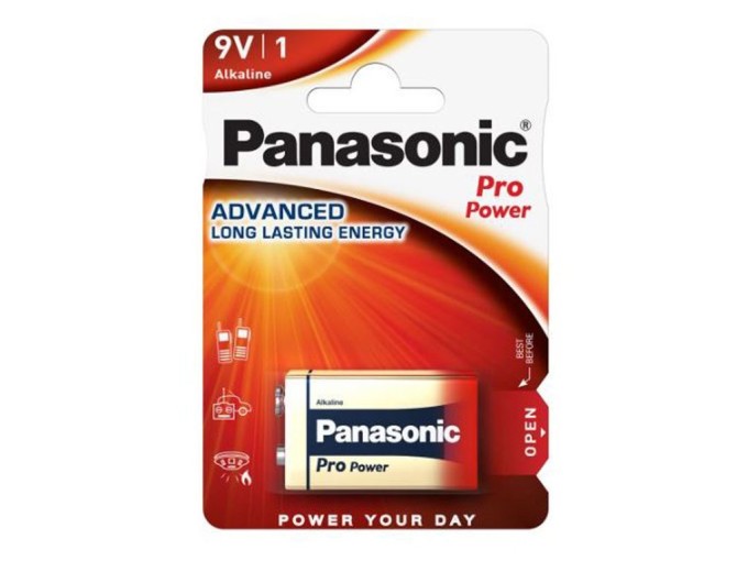 Panasonic 9V Alkalická Baterie 6F22 / 6LR61 Pro Power