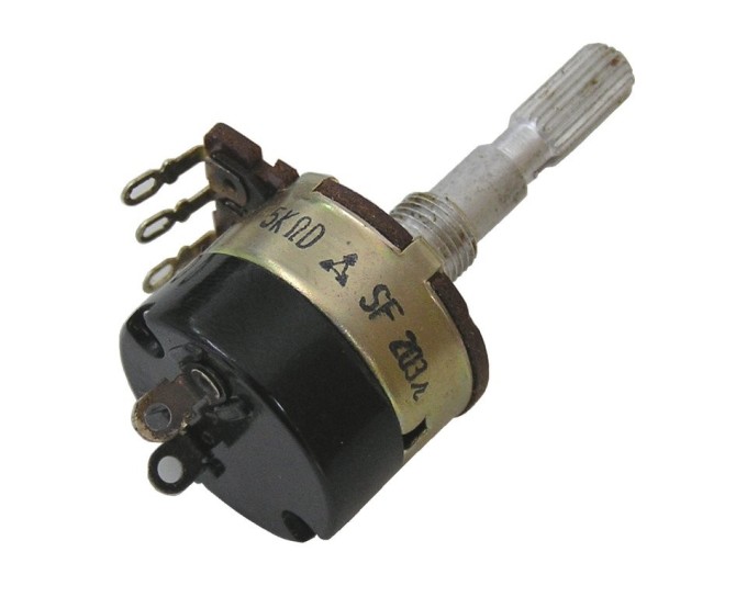 Mono otočný potenciometr 5kΩ s vypínačem a drážkovanou hřídelí 6 x 23mm