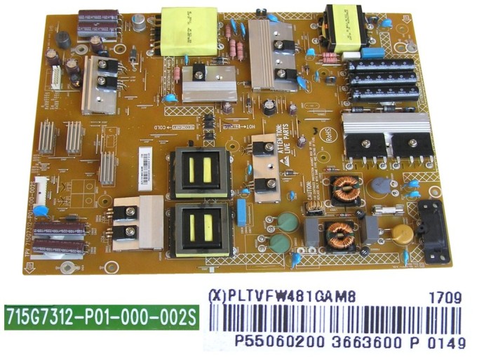 LCD zdrojový modul Philips PLTVFW481GAM8 / SMPS napájecí deska 715G7312-P01-000-002S