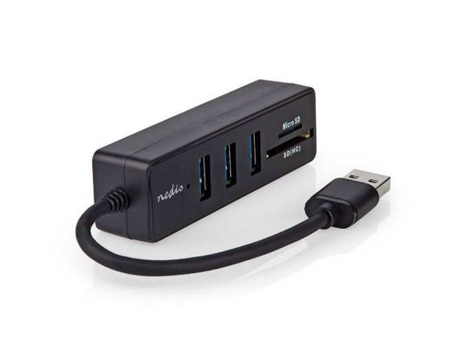 USB Hub 3x USB A 3.2 Gen 1 s čtečkou karet microSD a SD Nedis