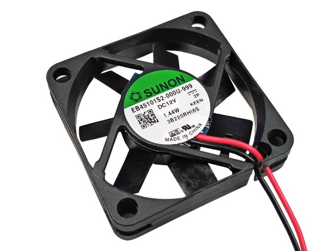 DC axiální ventilátor 12V, 45x45x10mm, 15,6m3/h, 27dBA, kluzné ložisko