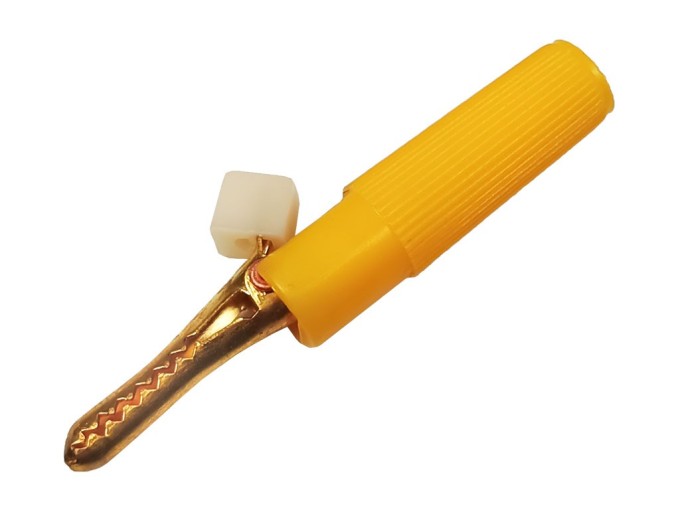 Izolovaný měřicí krokodýlek na banánek - žlutý