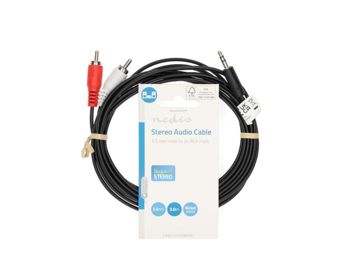 Kabel 3.5mm jack na 2xCINCH 3m CAGL22200BK30 Nedis