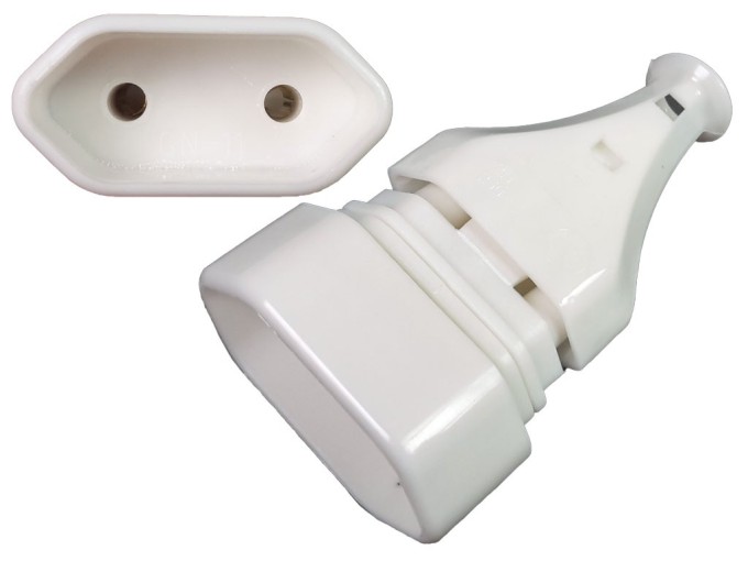 Síťová zásuvka 2pólová plochá 250VAC/2,5A bílá GN-11