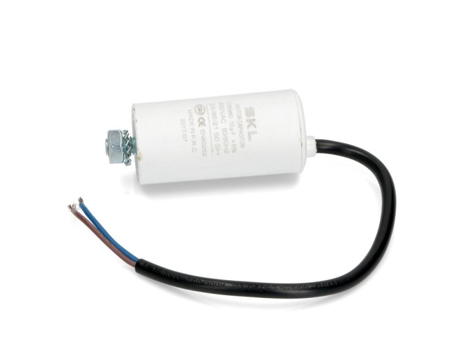 Rozběhový kondenzátor 10 µF 450V CBB60 SKL s kabelem 25 cm