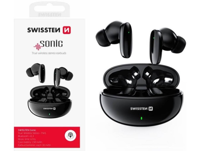 Bluetooth sluchátka SWISSTEN SONIC TWS, černá