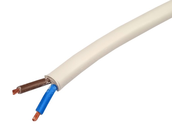 Síťový kabel 2 x 1,5 mm² H05VV-F, PVC izolace, bílý, metráž