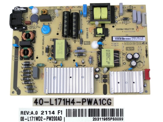 LCD Power Supply Board TCL 08-L171WD2-PW200AD / 40-L171H4-PWA1CG