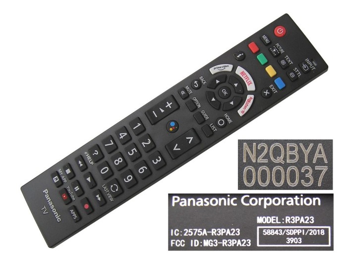 Panasonic N2QBYA000037 Dálkový ovladač R3PA23