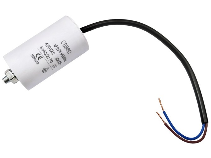 Rozběhový kondenzátor 60 µF 450V CBB60 SKL s kabelem 25 cm
