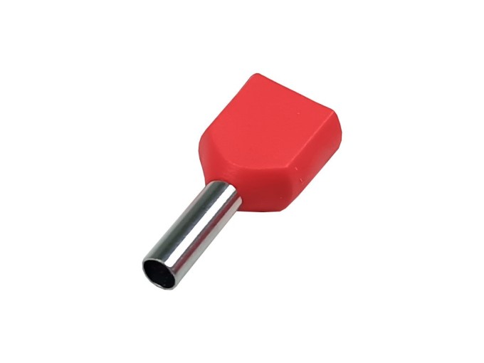 Izolovaná dvojitá krimpovací dutinka červená 2 x 1.5 mm² - 10 ks