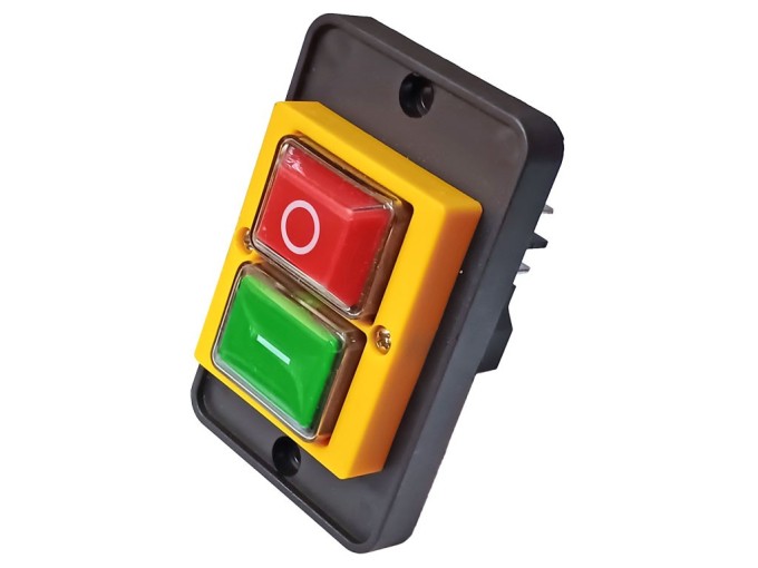 Elektromagnetický spínač 4-piny žlutý s rámečkem YH02-A / SSTM-02 / DZ04-2