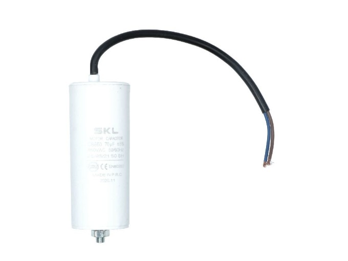 Rozběhový kondenzátor 70 µF 450V 50/60Hz CBB60 s kabelem 25 cm