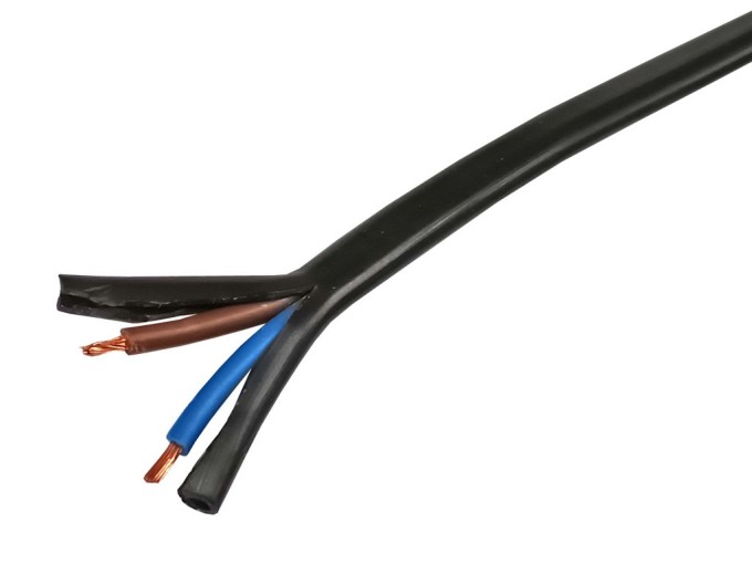 Síťový kabel H03VVH2-F 2x0,75mm² s PVC izolací, černý, metráž