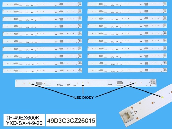 LED podsvit 260mm sada Panasonic celkem 20 pásků / LED Backlight TNP4G622-1 / TH-49EX600 / 49D3C3CZ26015
