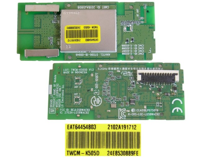 LCD LED modul WiFi / Bluetooth LG EAT64454803 / LG - network-WIFI module LGSBWAC92 / TWCM-K505D V1.2